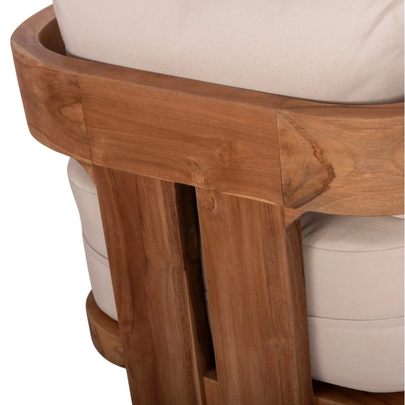 LOUNGE ΣΕΤ KIOTO HM10960 ΤΡΑΠΕΖΑΚΙ & 2 ΠΟΛΥΘΡΟΝΕΣ--ΞΥΛΟ TEAK--ΜΠΕΖ ΜΑΞΙΛΑΡΙΑ