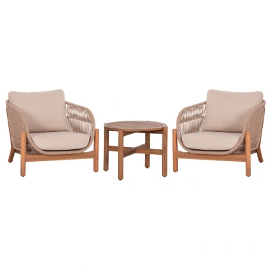LOUNGE ΣΕΤ SANJI HM21214 ΤΡΑΠΕΖΙ & 2 ΠΟΛΥΘΡΟΝΕΣ--ΞΥΛΟ ΑΚΑΚΙΑΣ-ΑΛΟΥΜΙΝΙΟ-ΣΧΟΙΝΙ