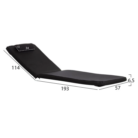 ΜΑΞΙΛΑΡΙ ΞΑΠΛΩΣΤΡΑΣ ΜΕ ΠΡΟΣΚΕΦΑΛΟ SIFNOS HM11234.15T TEXTILENE 600g/m2 2x1-ΜΑΥΡΟ