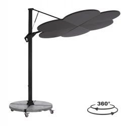 ΟΜΠΡΕΛΑ ΜΕ ΒΑΣΗ ΣΕΙΡΑ CANNOPY (flower) HM21286.01 ΑΛΟΥΜΙΝΙΟ-ΓΡΑΝΙΤΗΣ-ΜΟΛΥΒΙ ΧΡΩΜΑ 2,38x2,2μ