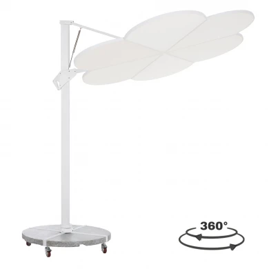 ΟΜΠΡΕΛΑ ΜΕ ΒΑΣΗ ΣΕΙΡΑ CANNOPY (flower) HM21286.02 ΑΛΟΥΜΙΝΙΟ-ΓΡΑΝΙΤΗΣ-ΛΕΥΚΟ 2,38x2,2μ