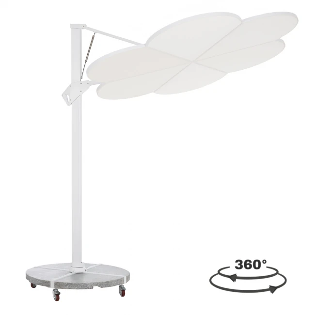 ΟΜΠΡΕΛΑ ΜΕ ΒΑΣΗ ΣΕΙΡΑ CANNOPY (flower) HM21286.02 ΑΛΟΥΜΙΝΙΟ-ΓΡΑΝΙΤΗΣ-ΛΕΥΚΟ 2,38x2,2μ
