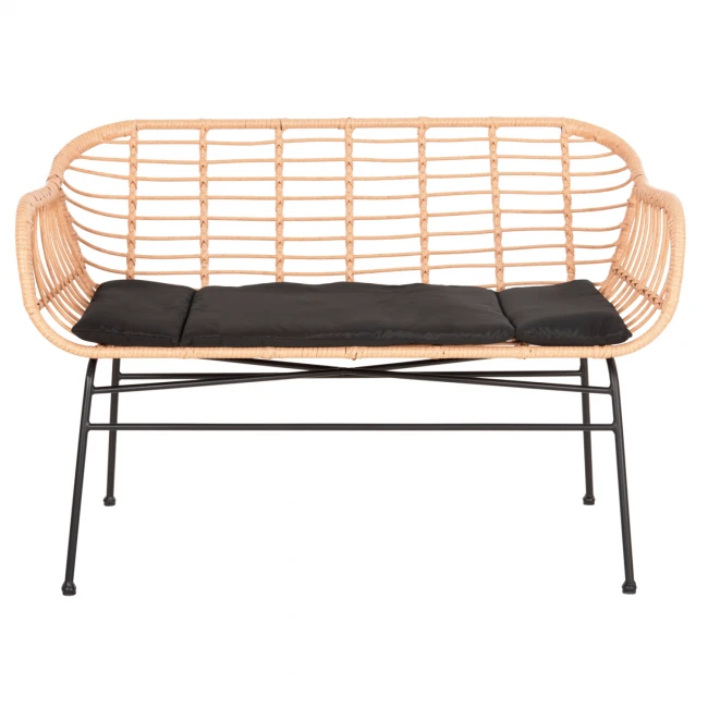 ΠΑΓΚΑΚΙ ΜΕ ΜΠΡΑΤΣΑ ALLEGRA HM6077 ΜΑΥΡΟ ΜΕΤΑΛΛΟ-ΜΠΕΖ ΣΥΝΘ.RATTAN 120x62x80Υεκ.