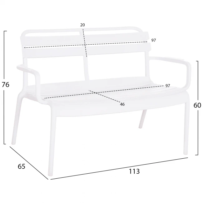 ΠΑΓΚΑΚΙ ΠΟΛΥΠΡΟΠΥΛΕΝΙΟΥ 2ΘΕΣΙΟ KORVER HM6332.01 ΛΕΥΚΟ 113x65x76Υεκ.