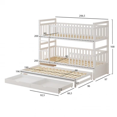 ΠΑΙΔΙΚΗ ΚΟΥΚΕΤΑ ΜΕ 3 ΚΡΕΒΑΤΙΑ & 2 ΣΥΡΤΑΡΙΑ TRIPLON HM709.03 ΞΥΛΟ ΠΕΥΚΟΥ 90x190-200εκ