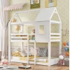 ΠΑΙΔΙΚΗ ΚΟΥΚΕΤΑ ΣΠΙΤΑΚΙ  τ.MONTESSORI HOOD HM705.03 ΞΥΛΟ ΠΕΥΚΟΥ ΣΕ ΛΕΥΚΟ-ΣΤΡΩΜΑΤΑ 190x90εκ