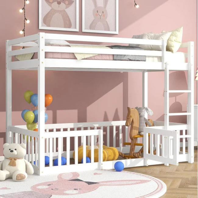 ΠΑΙΔΙΚΗ ΚΟΥΚΕΤΑ ΜΕ ΠΑΡΚΑΚΙ PLAYKID HM703.03 ΞΥΛΟ ΠΕΥΚΟΥ ΛΕΥΚΟ ΓΙΑ 190x90εκ
