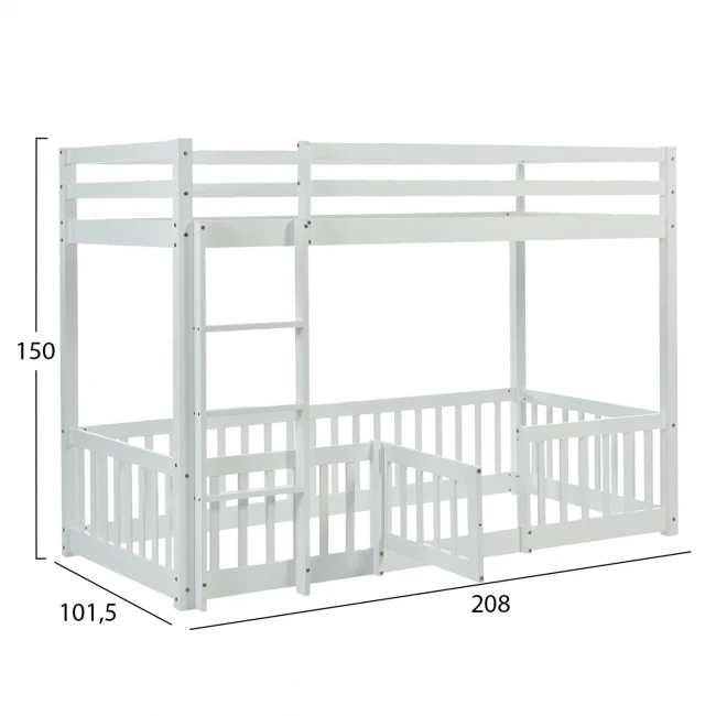 ΠΑΙΔΙΚΗ ΚΟΥΚΕΤΑ ΜΕ ΠΑΡΚΑΚΙ PLAYKID HM703.03 ΞΥΛΟ ΠΕΥΚΟΥ ΛΕΥΚΟ ΓΙΑ 190x90εκ