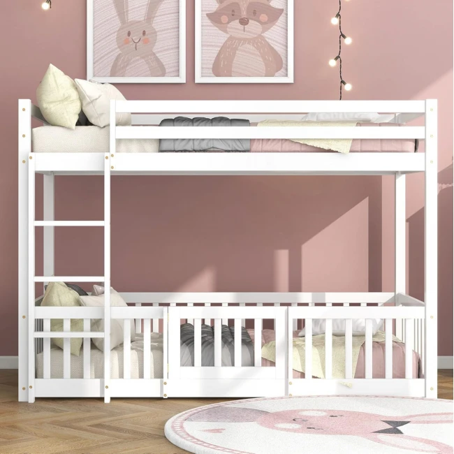 ΠΑΙΔΙΚΗ ΚΟΥΚΕΤΑ ΜΕ ΠΑΡΚΑΚΙ PLAYKID HM703.03 ΞΥΛΟ ΠΕΥΚΟΥ ΛΕΥΚΟ ΓΙΑ 190x90εκ
