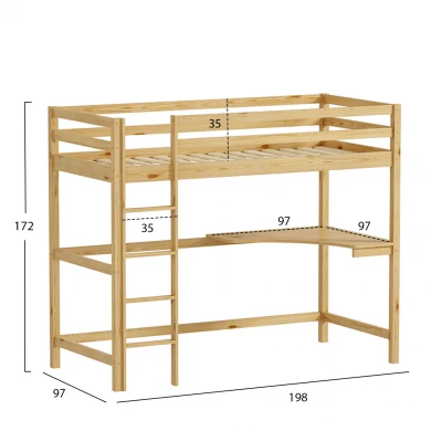 ΠΑΙΔΙΚΟ ΚΡΕΒΑΤΙ ΚΟΥΚΕΤΑ ΜΕ ΓΡΑΦΕΙΟ AKRON HM702.01 ΞΥΛΟ ΠΕΥΚΟΥ ΦΥΣΙΚΟ-ΣΤΡΩΜΑ 90x190εκ