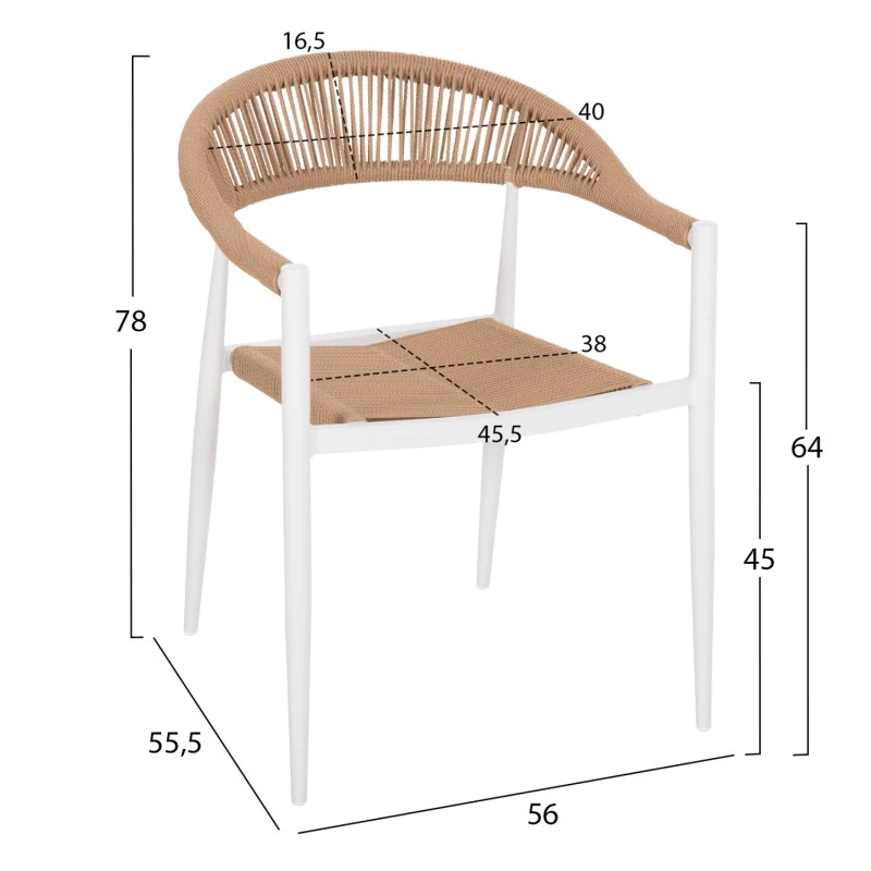 ΠΟΛΥΘΡΟΝΑ ΑΛΟΥΜΙΝΙΟΥ ΛΕΥΚΗ PΕ RATTAN ΜΠΕΖ HM5854.01 55.5x58.5x78 εκ.