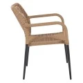ΠΟΛΥΘΡΟΝΑ ΑΛΟΥΜΙΝΙΟΥ NOJO HM5771.02 ΓΚΡΙ ΜΕ P.E.TWIST RATTAN ΜΠΕΖ 55x63x82Y εκ.