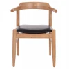 ΠΟΛΥΘΡΟΝΑ CERSEI HM9946.01 RUBBERWOOD ΣΕ LIGHT OAK & PU ΣΕ ΜΑΥΡΟ 57x53x72Υεκ