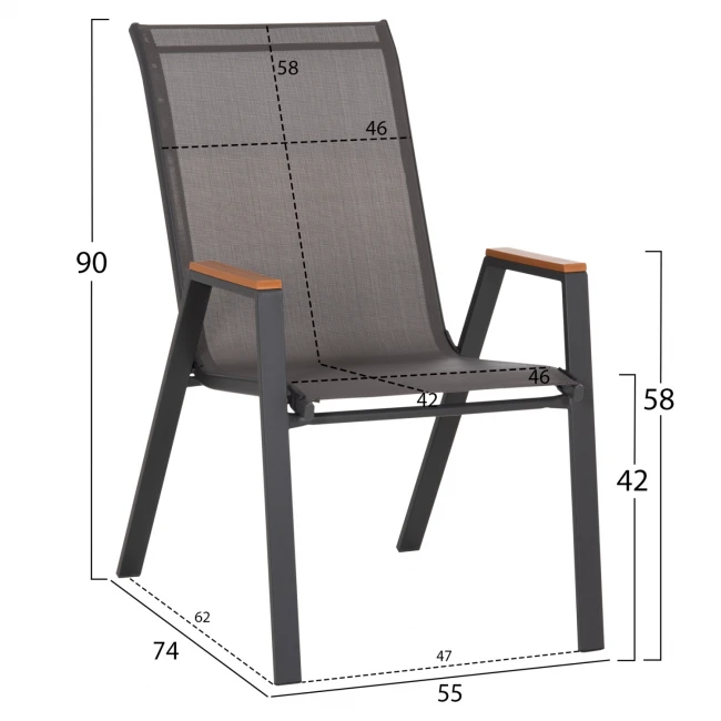 ΠΟΛΥΘΡΟΝΑ ΕΞ.ΧΩΡΟΥ LEONE HM6429.01 ΜΕΤΑΛΛΙΚΗ ΓΚΡΙ--TEXTILENE ΓΚΡΙ 55x74x90Υεκ