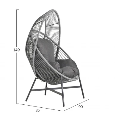 ΠΟΛΥΘΡΟΝΑ-ΦΩΛΙΑ RULER HM6506.01 ΓΚΡΙ ΜΕΤΑΛΛΟ-P.E.RATTAN-ΜΑΞΙΛΑΡΙΑ 90x85x149Υεκ