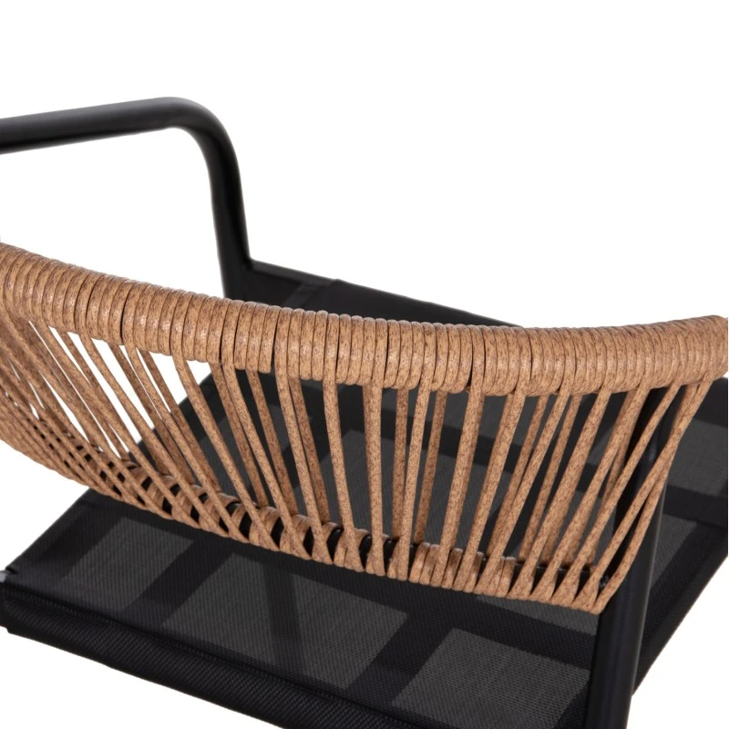 ΠΟΛΥΘΡΟΝΑ HOMAN HM6430.03 ΜΑΥΡΟ ΜΕΤΑΛΛΟ & TEXTILENE--ΜΠΕΖ P.E.RATTAN 53x58x75Υεκ