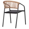 ΠΟΛΥΘΡΟΝΑ HOMAN HM6430.03 ΜΑΥΡΟ ΜΕΤΑΛΛΟ & TEXTILENE--ΜΠΕΖ P.E.RATTAN 53x58x75Υεκ