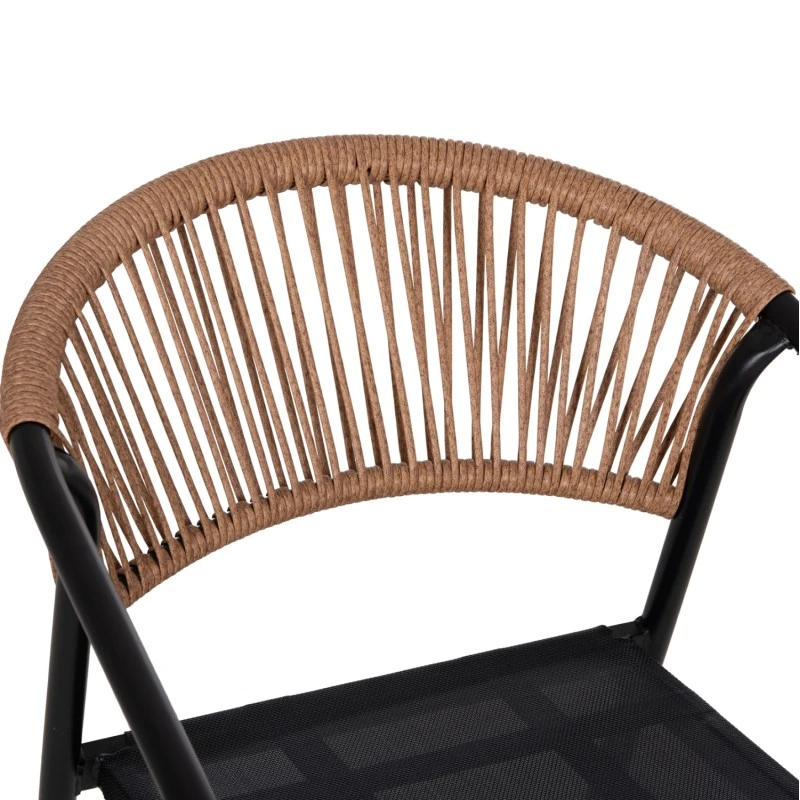 ΠΟΛΥΘΡΟΝΑ HOMAN HM6430.03 ΜΑΥΡΟ ΜΕΤΑΛΛΟ & TEXTILENE--ΜΠΕΖ P.E.RATTAN 53x58x75Υεκ