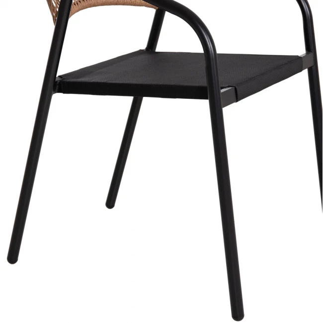 ΠΟΛΥΘΡΟΝΑ HOMAN HM6430.03 ΜΑΥΡΟ ΜΕΤΑΛΛΟ & TEXTILENE--ΜΠΕΖ P.E.RATTAN 53x58x75Υεκ