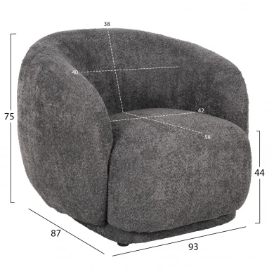 ΠΟΛΥΘΡΟΝΑ KARPEN HM9600.01 ΓΚΡΙ ΜΠΟΥΚΛΕ ΥΦΑΣΜΑ  93x87x78Υ εκ.