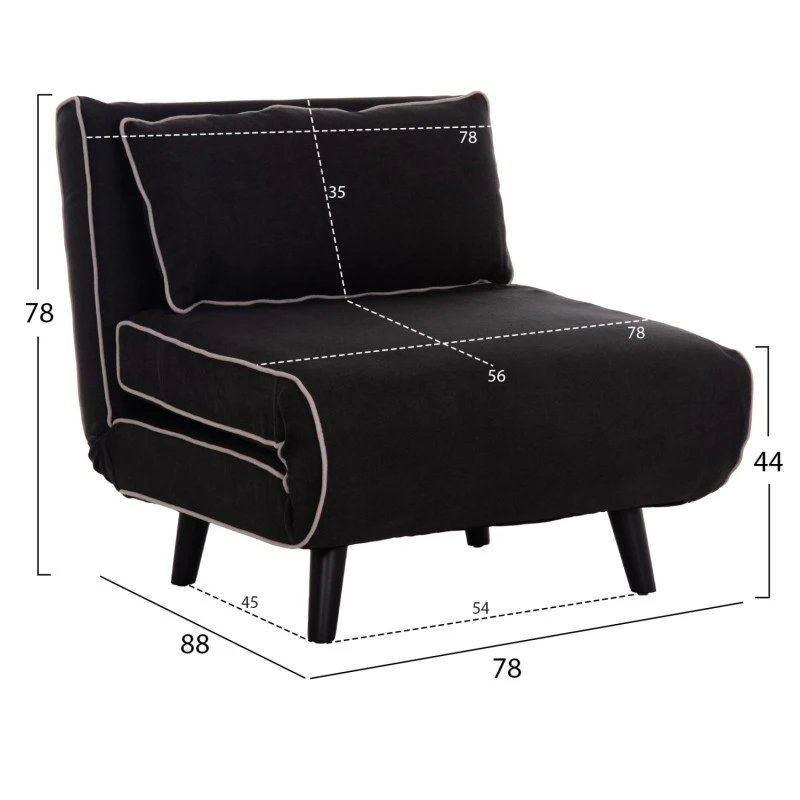 ΠΟΛΥΘΡΟΝΑ ΚΡΕΒΑΤΙ BRAXTON HM8425.03 ΜΑΥΡΟ ΥΦΑΣΜΑ 78x88x78Υεκ.