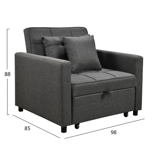 ΠΟΛΥΘΡΟΝΑ-ΚΡΕΒΑΤΙ MERO HM3306.01 ΓΚΡΙ ΥΦΑΣΜΑ 98x85x88Υεκ.