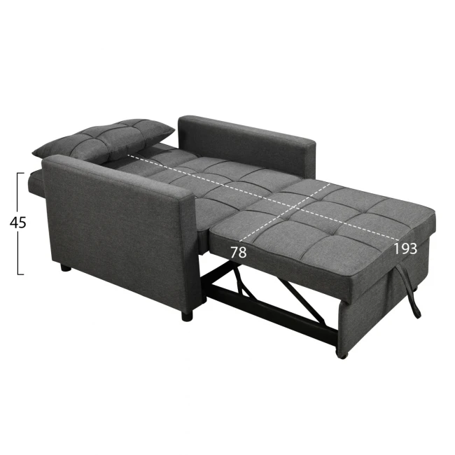 ΠΟΛΥΘΡΟΝΑ-ΚΡΕΒΑΤΙ MERO HM3306.01 ΓΚΡΙ ΥΦΑΣΜΑ 98x85x88Υεκ.