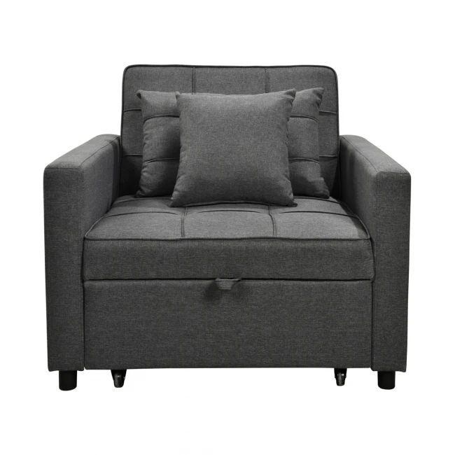 ΠΟΛΥΘΡΟΝΑ-ΚΡΕΒΑΤΙ MERO HM3306.01 ΓΚΡΙ ΥΦΑΣΜΑ 98x85x88Υεκ.