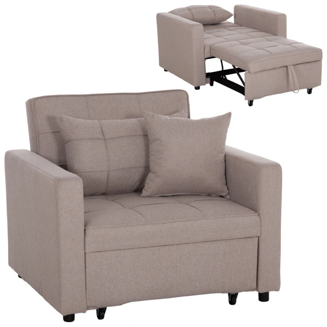 ΠΟΛΥΘΡΟΝΑ-ΚΡΕΒΑΤΙ MERO HM3306.03 ΜΠΕΖ ΥΦΑΣΜΑ 100x90x83Υεκ.