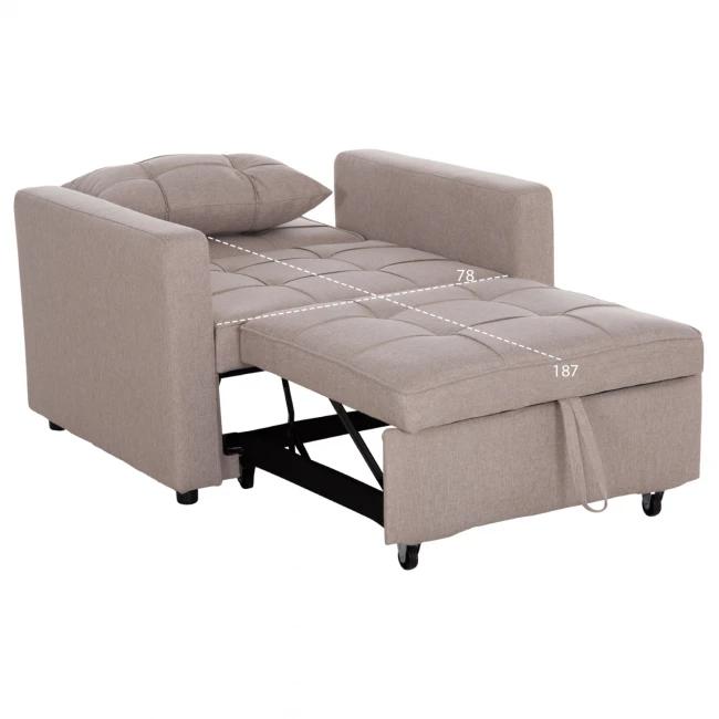 ΠΟΛΥΘΡΟΝΑ-ΚΡΕΒΑΤΙ MERO HM3306.03 ΜΠΕΖ ΥΦΑΣΜΑ 100x90x83Υεκ.