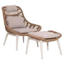 ΠΟΛΥΘΡΟΝΑ LOUNGE ΜΕ ΥΠΟΠΟΔΙΟ REMVAZZO HM6561.02 ΑΛΟΥΜΙΝΙΟ ΜΠΕΖ--WICKER 90x85x96Υεκ