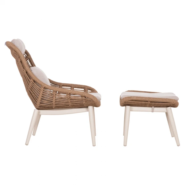 ΠΟΛΥΘΡΟΝΑ LOUNGE ΜΕ ΥΠΟΠΟΔΙΟ REMVAZZO HM6561.02 ΑΛΟΥΜΙΝΙΟ ΜΠΕΖ--WICKER 90x85x96Υεκ
