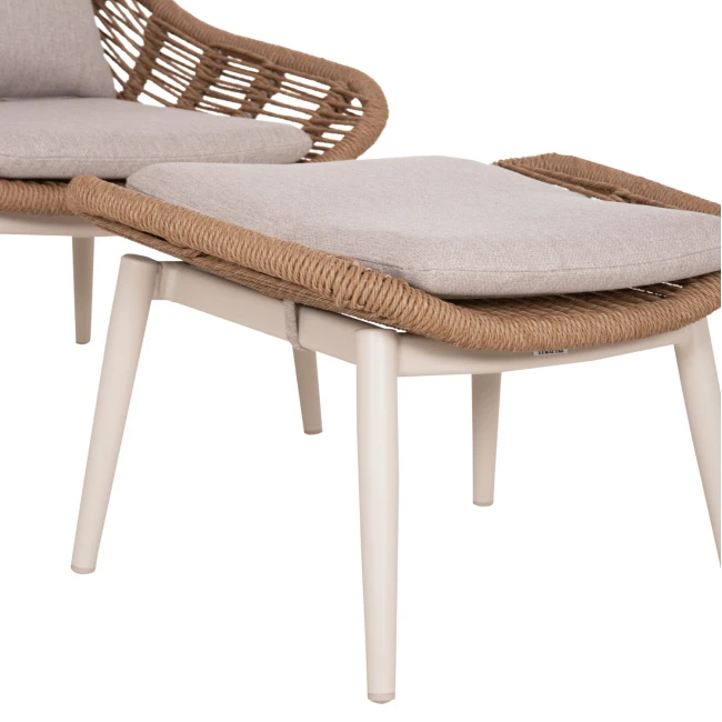 ΠΟΛΥΘΡΟΝΑ LOUNGE ΜΕ ΥΠΟΠΟΔΙΟ REMVAZZO HM6561.02 ΑΛΟΥΜΙΝΙΟ ΜΠΕΖ--WICKER 90x85x96Υεκ