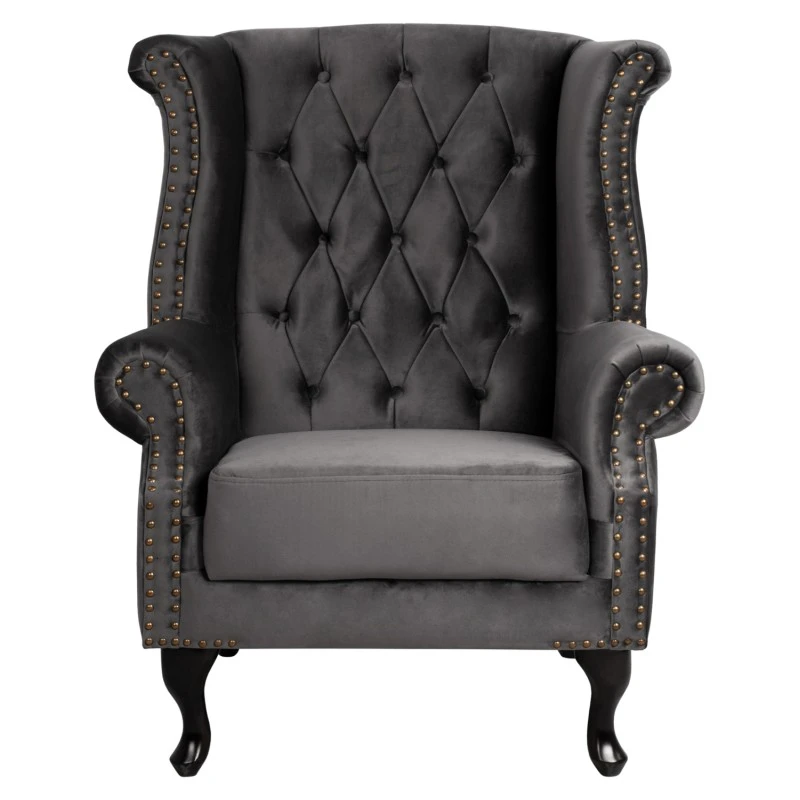 ΠΟΛΥΘΡΟΝΑ-ΜΠΕΡΖΕΡΑ ΓΚΡΙ ΒΕΛΟΥΔΟ T.CHESTERFIELD POLINA 83x75x107Yεκ.HM0053.10