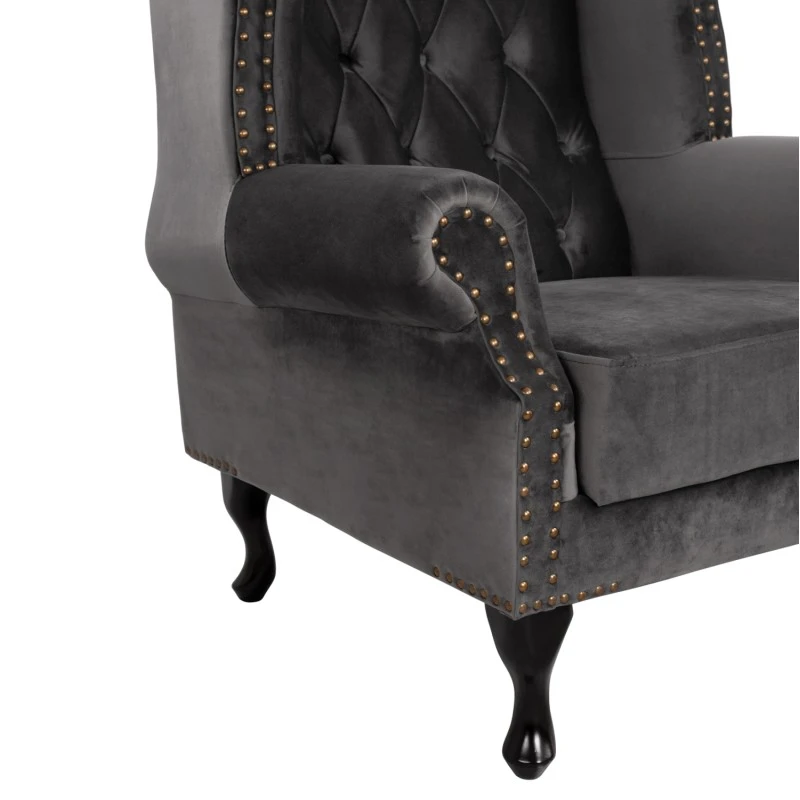 ΠΟΛΥΘΡΟΝΑ-ΜΠΕΡΖΕΡΑ ΓΚΡΙ ΒΕΛΟΥΔΟ T.CHESTERFIELD POLINA 83x75x107Yεκ.HM0053.10