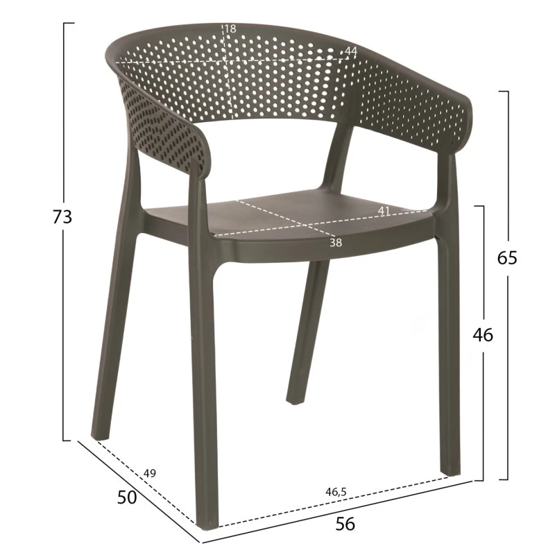 ΠΟΛΥΘΡΟΝΑ ΠΟΛΥΠΡΟΠΥΛΕΝΙΟΥ DARK OLIVE HM5941.07 53,5x50,5x73Υ εκ.
