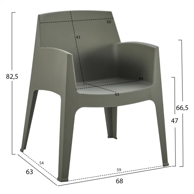 ΠΟΛΥΘΡΟΝΑ ΠΟΛΥΠΡΟΠΥΛΕΝΙΟΥ SLEEK HM6370.05 DARK OLIVE GREEN 68x63x82,5Υεκ.