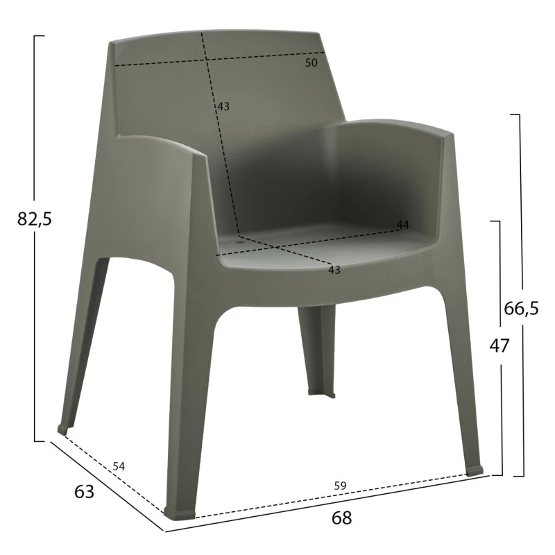 ΠΟΛΥΘΡΟΝΑ ΠΟΛΥΠΡΟΠΥΛΕΝΙΟΥ SLEEK HM6370.05 DARK OLIVE GREEN 68x63x82,5Υεκ.