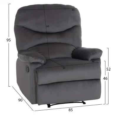 ΠΟΛΥΘΡΟΝΑ RELAX BRAYLEN HM3298.01 ΓΚΡΙ ΒΕΛΟΥΔΟ 85x90x95Υεκ.