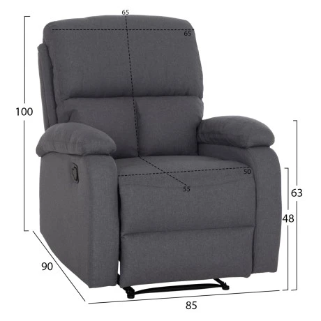 ΠΟΛΥΘΡΟΝΑ RELAX DIONI HM3296.01 ΓΚΡΙ ΥΦΑΣΜΑ 85x90x100Υεκ.
