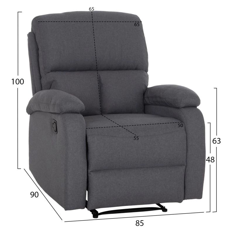 ΠΟΛΥΘΡΟΝΑ RELAX DIONI HM3296.01 ΓΚΡΙ ΥΦΑΣΜΑ 85x90x100Υεκ.