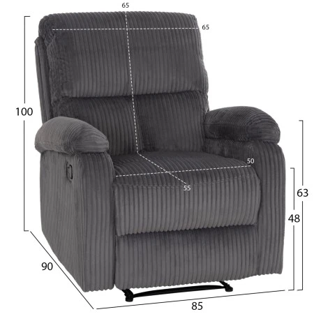 ΠΟΛΥΘΡΟΝΑ RELAX DIONI HM3296.11 ΓΚΡΙ ΡΙΓΕ ΥΦΑΣΜΑ 85x90x100Υεκ.