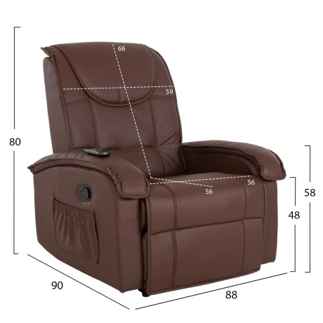 ΠΟΛΥΘΡΟΝΑ RELAX ΜΕ ΜΗΧΑΝΙΣΜΟ MASSAGE ROCCA HM0026.03 PU ΚΑΦΕ ΣΚΟΥΡΟ 80x96x97 εκ.