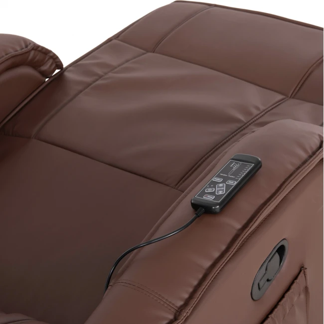 ΠΟΛΥΘΡΟΝΑ RELAX ΜΕ ΜΗΧΑΝΙΣΜΟ MASSAGE ROCCA HM0026.03 PU ΚΑΦΕ ΣΚΟΥΡΟ 80x96x97 εκ.