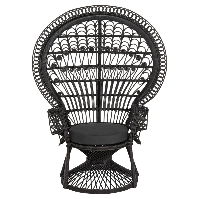 ΠΟΛΥΘΡΟΝΑ ROYAL PEACOCK HM9342.03 RATTAN ΜΑΥΡΟ-ΜΑΞΙΛΑΡΙ ΚΑΦΕ 114x72x150Yεκ.