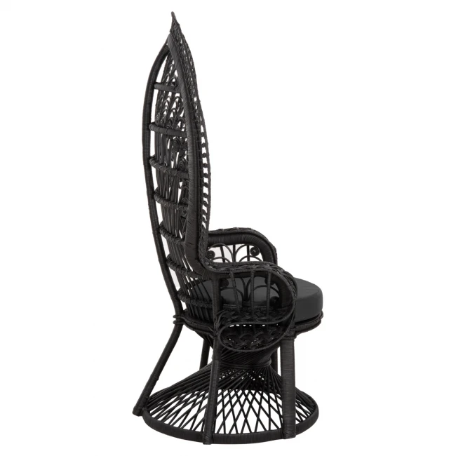 ΠΟΛΥΘΡΟΝΑ ROYAL PEACOCK HM9342.03 RATTAN ΜΑΥΡΟ-ΜΑΞΙΛΑΡΙ ΜΑΥΡΟ 114x72x150Yεκ.