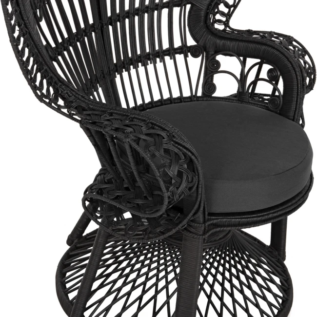 ΠΟΛΥΘΡΟΝΑ ROYAL PEACOCK HM9342.03 RATTAN ΜΑΥΡΟ-ΜΑΞΙΛΑΡΙ ΜΑΥΡΟ 114x72x150Yεκ.