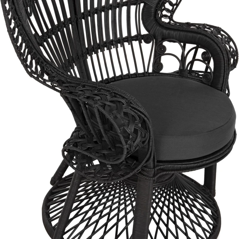 ΠΟΛΥΘΡΟΝΑ ROYAL PEACOCK HM9342.03 RATTAN ΜΑΥΡΟ-ΜΑΞΙΛΑΡΙ ΚΑΦΕ 114x72x150Yεκ.