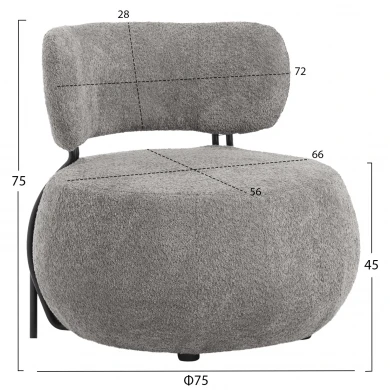 ΠΟΛΥΘΡΟΝΑ ΣΤΡΟΓΓΥΛΗ KARSEN HM9598.01 ΓΚΡΙ ΜΠΟΥΚΛΕ ΥΦΑΣΜΑ 75x75x75Υεκ.