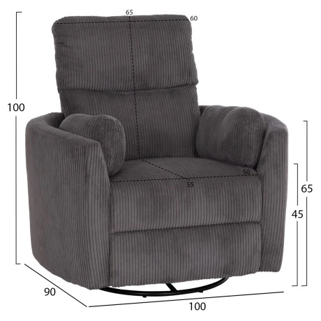 ΠΟΛΥΘΡΟΝΑ ΘΗΛΑΣΜΟΥ/RELAX VELMORA HM3300.01 ΓΚΡΙ ΚΟΤΛΕ ΥΦΑΣΜΑ 100x90x100Υεκ